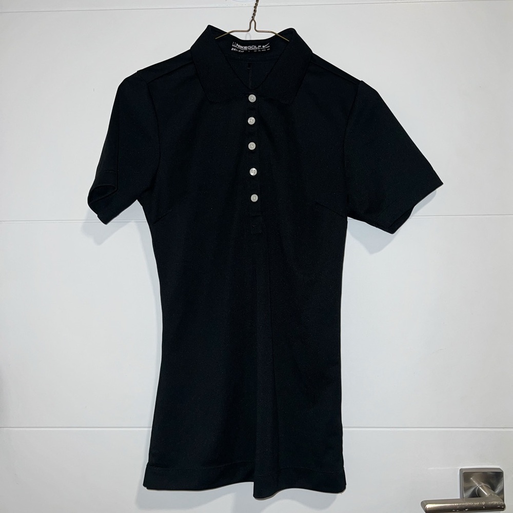 NWOT NIKE Golf Black Womens Polo Dri-Fit Fitted Short Sleeve XS